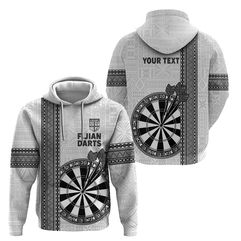 Personalised Fiji Darts Hoodie Fijian Tapa Pattern - White LT14 - Polynesian Pride
