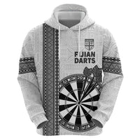 Personalised Fiji Darts Hoodie Fijian Tapa Pattern - White LT14 - Polynesian Pride