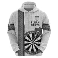 Personalised Fiji Darts Hoodie Fijian Tapa Pattern - White LT14 - Polynesian Pride