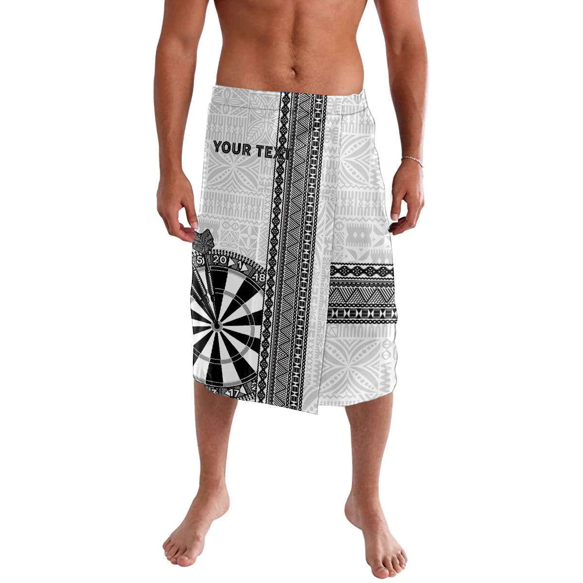 Personalised Fiji Darts Lavalava Fijian Tapa Pattern - White