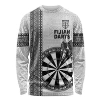 Personalised Fiji Darts Long Sleeve Shirt Fijian Tapa Pattern - White LT14 Unisex White - Polynesian Pride