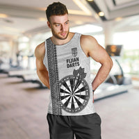 Personalised Fiji Darts Men Tank Top Fijian Tapa Pattern - White LT14 White - Polynesian Pride