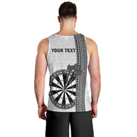 Personalised Fiji Darts Men Tank Top Fijian Tapa Pattern - White LT14 - Polynesian Pride