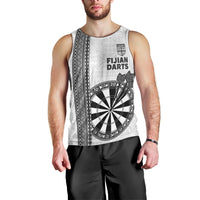 Personalised Fiji Darts Men Tank Top Fijian Tapa Pattern - White LT14 - Polynesian Pride