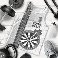 Personalised Fiji Darts Men Tank Top Fijian Tapa Pattern - White LT14 - Polynesian Pride