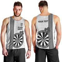Personalised Fiji Darts Men Tank Top Fijian Tapa Pattern - White LT14 - Polynesian Pride