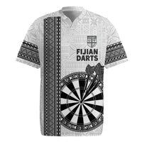 Personalised Fiji Darts Rugby Jersey Fijian Tapa Pattern - White LT14 White - Polynesian Pride