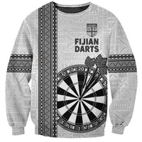 Personalised Fiji Darts Sweatshirt Fijian Tapa Pattern - White LT14 Unisex White - Polynesian Pride