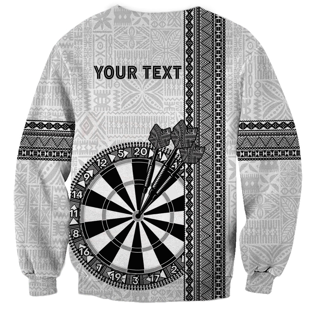 Personalised Fiji Darts Sweatshirt Fijian Tapa Pattern - White LT14 - Polynesian Pride