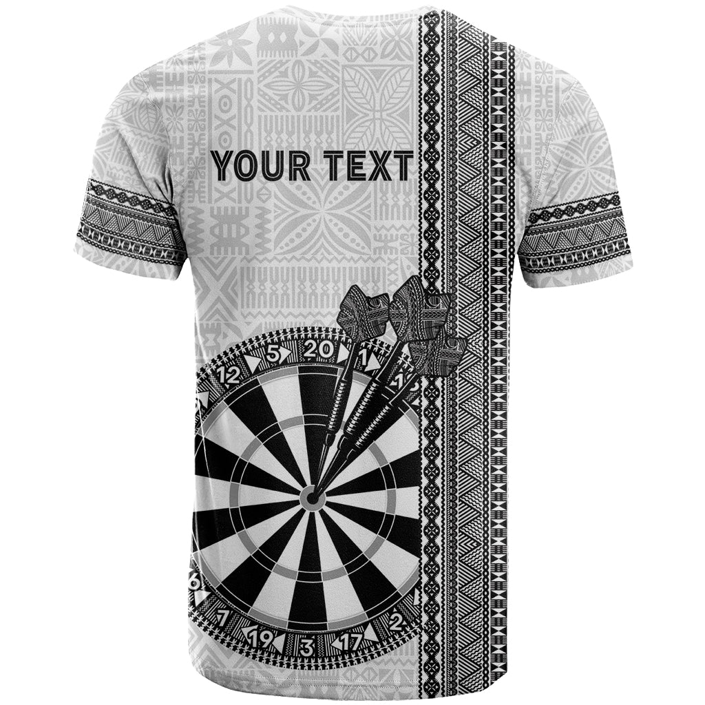 Personalised Fiji Darts T Shirt Fijian Tapa Pattern - White LT14 - Polynesian Pride
