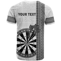 Personalised Fiji Darts T Shirt Fijian Tapa Pattern - White LT14 - Polynesian Pride