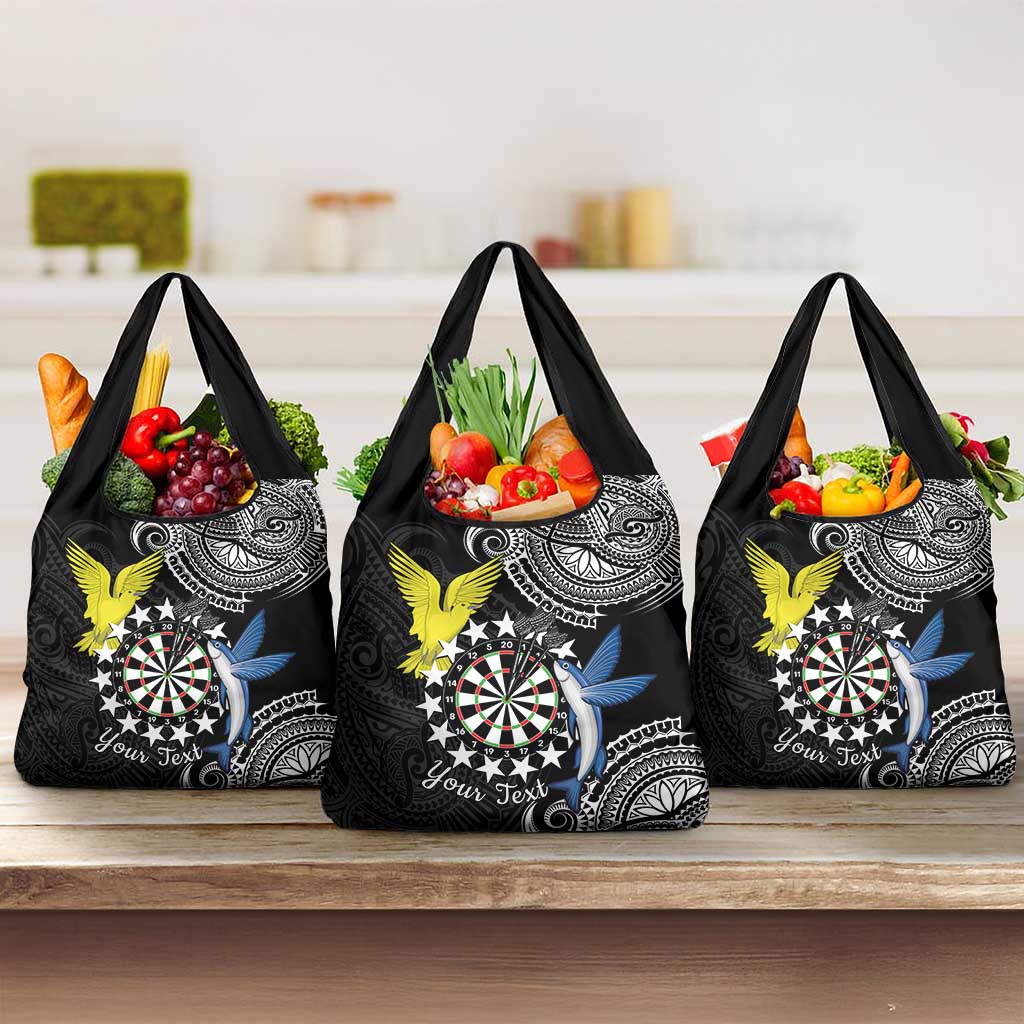 Cook Islands Darts Grocery Bag Kuki Airani Tribal Pattern LT14 3-pack One Size Black - Polynesian Pride