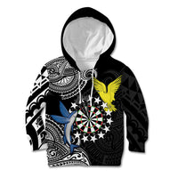 Personalised Cook Islands Darts Kid Hoodie Kuki Airani Tribal Pattern LT14 Hoodie Black - Polynesian Pride