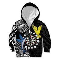 Personalised Cook Islands Darts Kid Hoodie Kuki Airani Tribal Pattern LT14 Zip Hoodie Black - Polynesian Pride