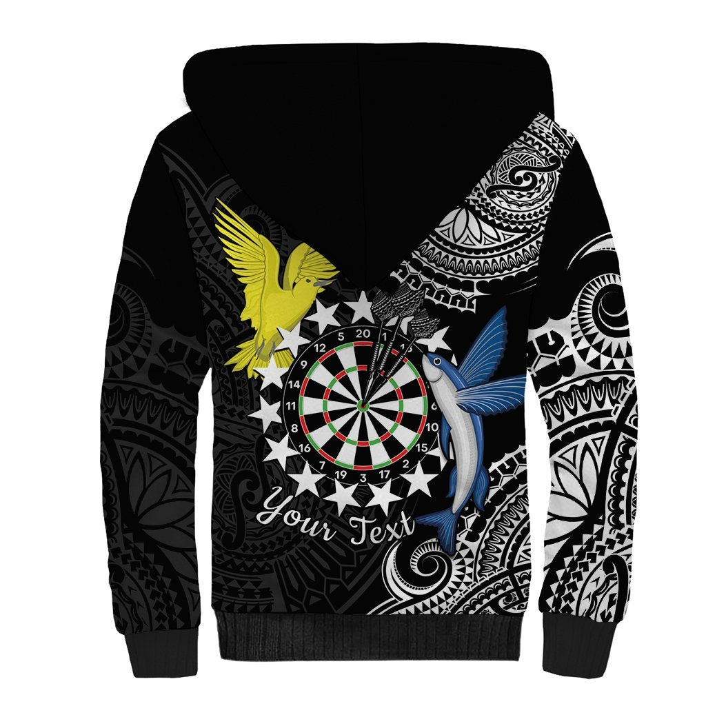 Personalised Cook Islands Darts Sherpa Hoodie Kuki Airani Tribal Pattern LT14 - Polynesian Pride