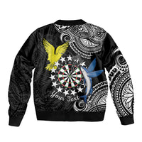 Personalised Cook Islands Darts Sleeve Zip Bomber Jacket Kuki Airani Tribal Pattern LT14 - Polynesian Pride