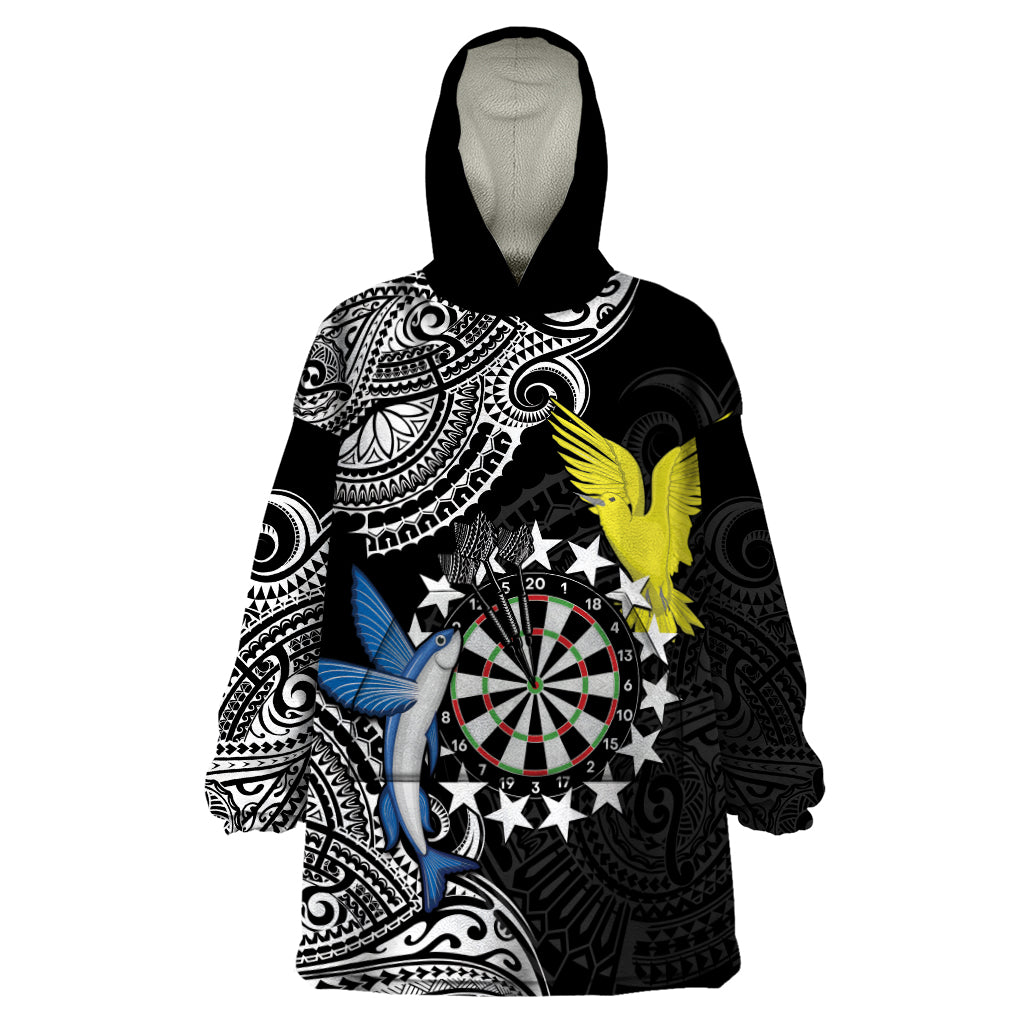 Personalised Cook Islands Darts Wearable Blanket Hoodie Kuki Airani Tribal Pattern