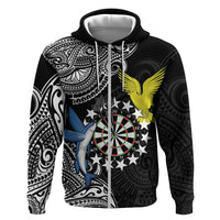Personalised Cook Islands Darts Zip Hoodie Kuki Airani Tribal Pattern LT14 Zip Hoodie Black - Polynesian Pride