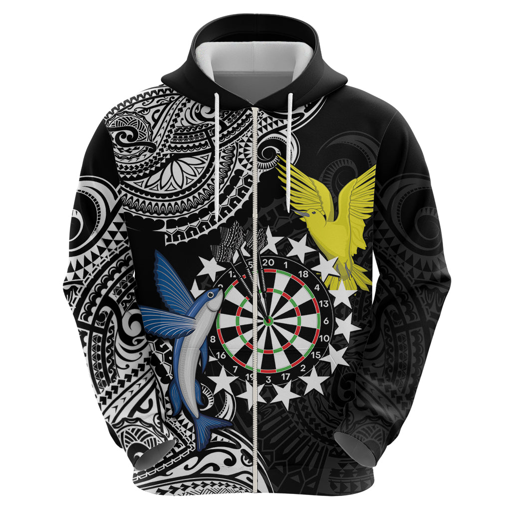 Personalised Cook Islands Darts Zip Hoodie Kuki Airani Tribal Pattern LT14 - Polynesian Pride