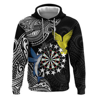 Personalised Cook Islands Darts Zip Hoodie Kuki Airani Tribal Pattern LT14 Pullover Hoodie Black - Polynesian Pride