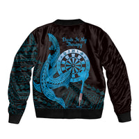 Aloha Hawaii Darts Bomber Jacket Dart Board With Polynesian Shark - Blue LT14 - Polynesian Pride