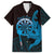 Aloha Hawaii Darts Family Matching Short Sleeve Bodycon Dress and Hawaiian Shirt Dart Board With Polynesian Shark - Blue