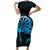 Aloha Hawaii Darts Family Matching Short Sleeve Bodycon Dress and Hawaiian Shirt Dart Board With Polynesian Shark - Blue