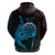 Aloha Hawaii Darts Hoodie Dart Board With Polynesian Shark - Blue