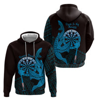 Aloha Hawaii Darts Hoodie Dart Board With Polynesian Shark - Blue LT14 - Polynesian Pride