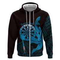 Aloha Hawaii Darts Hoodie Dart Board With Polynesian Shark - Blue LT14 Zip Hoodie Blue - Polynesian Pride