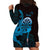 Aloha Hawaii Darts Hoodie Dress Dart Board With Polynesian Shark - Blue