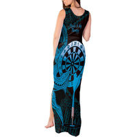 Aloha Hawaii Darts Tank Maxi Dress Dart Board With Polynesian Shark - Blue LT14 - Polynesian Pride
