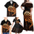 Aloha Hawaii Darts Family Matching Off Shoulder Maxi Dress and Hawaiian Shirt Dart Board With Polynesian Shark - Gold