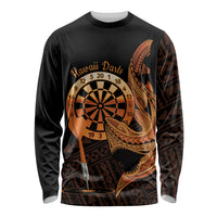Aloha Hawaii Darts Long Sleeve Shirt Dart Board With Polynesian Shark - Gold LT14 Unisex Gold - Polynesian Pride