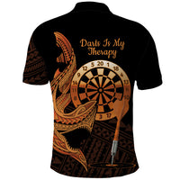 Aloha Hawaii Darts Polo Shirt Dart Board With Polynesian Shark - Gold LT14 - Polynesian Pride