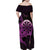 Aloha Hawaii Darts Family Matching Off Shoulder Maxi Dress and Hawaiian Shirt Dart Board With Polynesian Shark - Purple