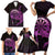 Aloha Hawaii Darts Family Matching Short Sleeve Bodycon Dress and Hawaiian Shirt Dart Board With Polynesian Shark - Purple