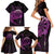 Aloha Hawaii Darts Family Matching Short Sleeve Bodycon Dress and Hawaiian Shirt Dart Board With Polynesian Shark - Purple