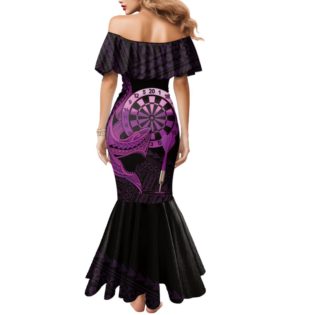 Aloha Hawaii Darts Mermaid Dress Dart Board With Polynesian Shark - Purple LT14 - Polynesian Pride