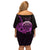 Aloha Hawaii Darts Off Shoulder Short Dress Dart Board With Polynesian Shark - Purple