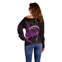 Aloha Hawaii Darts Off Shoulder Sweater Dart Board With Polynesian Shark - Purple LT14 - Polynesian Pride
