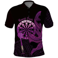 Aloha Hawaii Darts Polo Shirt Dart Board With Polynesian Shark - Purple LT14 Purple - Polynesian Pride
