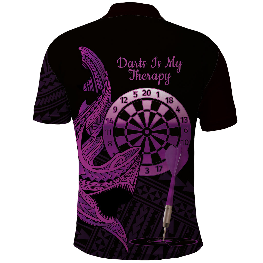 Aloha Hawaii Darts Polo Shirt Dart Board With Polynesian Shark - Purple LT14 - Polynesian Pride
