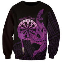 Aloha Hawaii Darts Sweatshirt Dart Board With Polynesian Shark - Purple LT14 Unisex Purple - Polynesian Pride