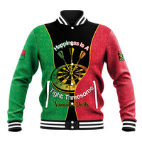 Personalised Vanuatu Darts Baseball Jacket Happiness Is A Tight Threesome Sand Drawing Art LT14 Unisex Red - Polynesian Pride
