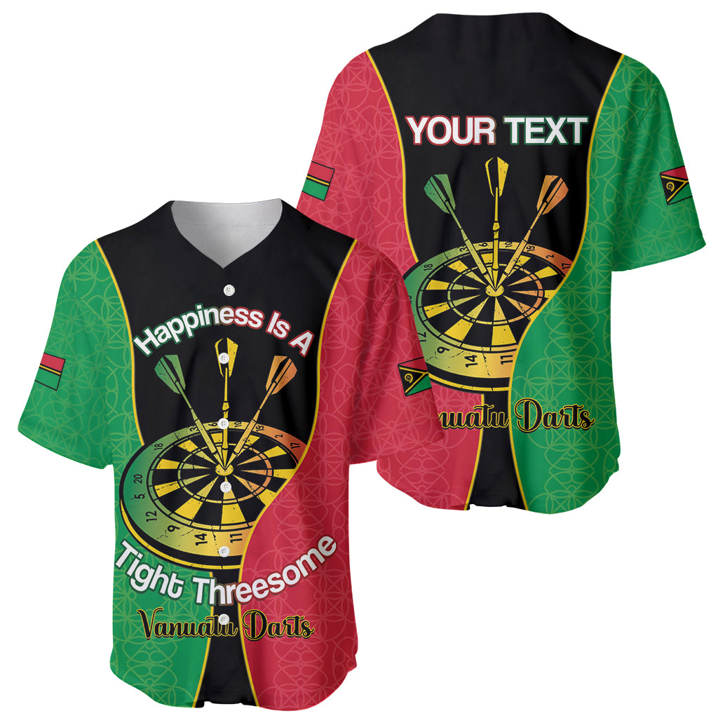 Personalised Vanuatu Darts Baseball Jersey Happiness Is A Tight Threesome Sand Drawing Art LT14 - Polynesian Pride