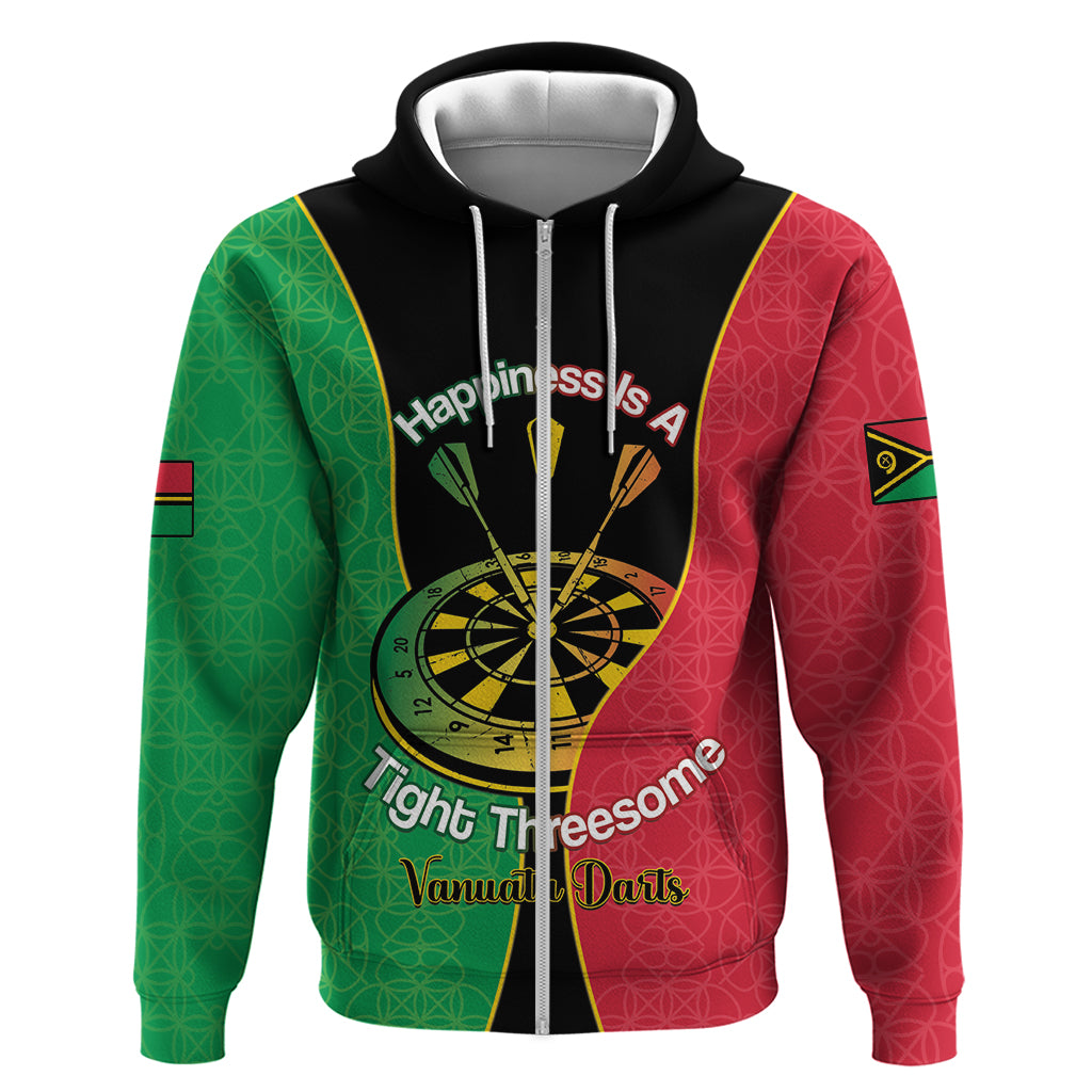 Personalised Vanuatu Darts Zip Hoodie Happiness Is A Tight Threesome Sand Drawing Art LT14 Zip Hoodie Red - Polynesian Pride