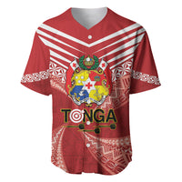 Tonga Darts Baseball Jersey Tongan Ngatu Pattern LT14 Red - Polynesian Pride