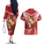 Tonga Darts Couples Matching Off The Shoulder Long Sleeve Dress and Hawaiian Shirt Tongan Ngatu Pattern