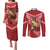 Tonga Darts Couples Matching Puletasi and Long Sleeve Button Shirt Tongan Ngatu Pattern